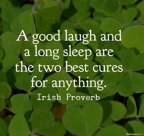 A Good Laugh And A Long Sleep Are The Two Best Cures For Anything Quotes