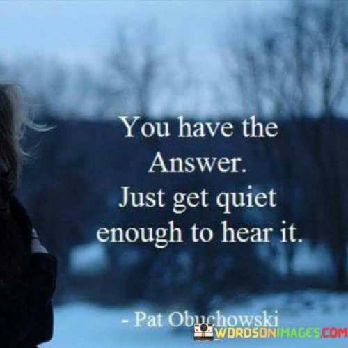 You Have The Answer Just Get Quiet Enough To Hear It Quotes