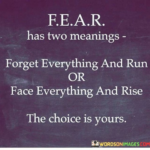 Fear Has Two Meanings Forget Everything And Run Or Face Quotes